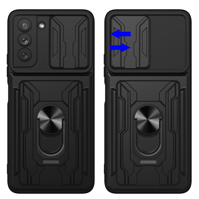 samsung galaxy s20 fe case适用于s21fe手機殼三星S21插卡包一体指环支架滑盖推拉窗保护套可车载磁吸cover-图3