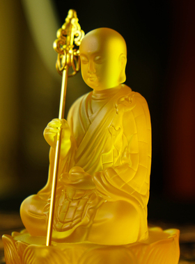 仿琉璃财富地藏佛堂供奉车载摆件