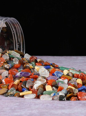 天然水晶七彩碎石消石鱼缸造景装饰花盆手工磨石混合散装摆件包邮