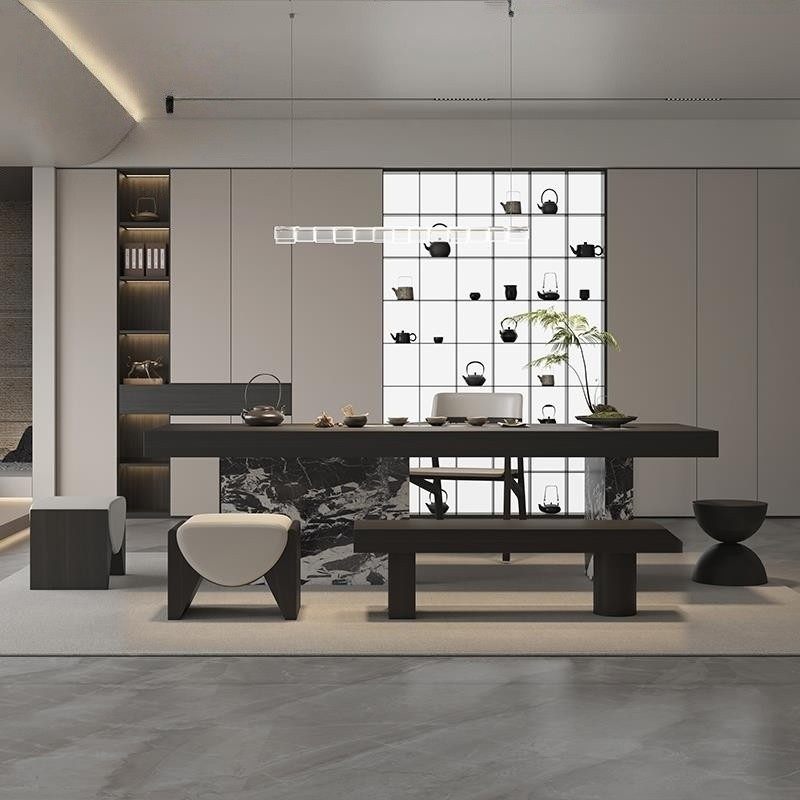 高端轻奢岩板茶台新中式大理石茶桌椅组合酒店会所家用高级感家具,淘宝优惠券,粉丝福利购,淘宝优惠卷