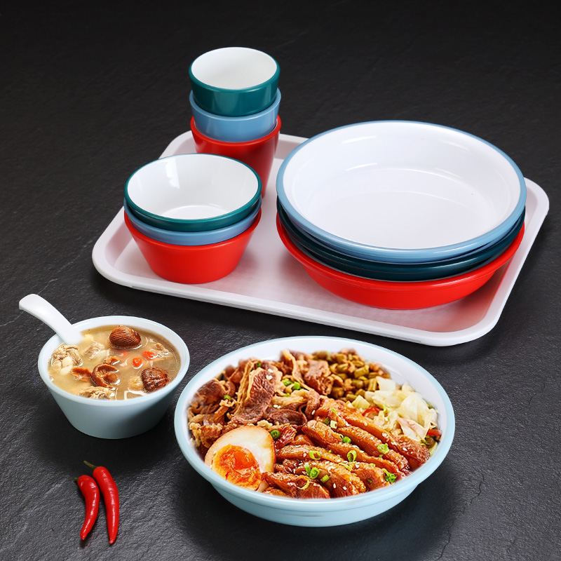 特色鸡排饭碗脆皮鸡烤肉拌饭碗密胺盖浇饭盘深盘菜盘食堂专用餐具