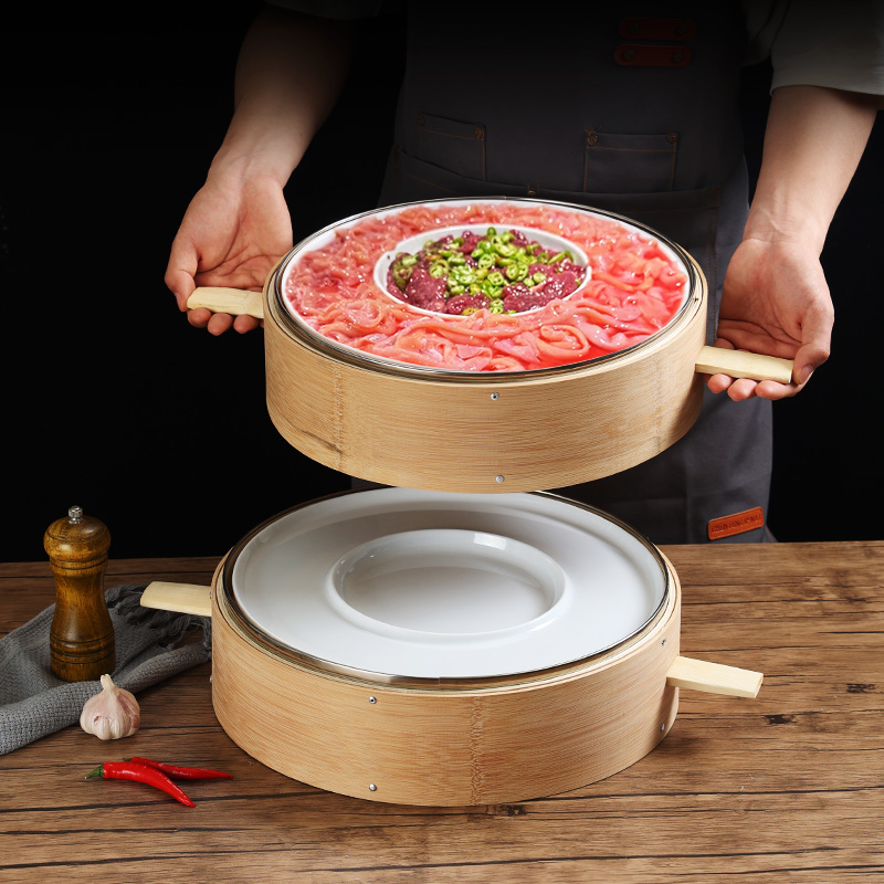 笨小孩菜市火锅半斤八两专用蒸笼市井老火锅餐具鸭肠牛肉拼盘套装 - 图0