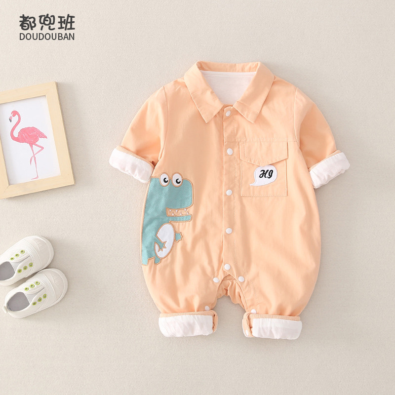 满月秋装新生儿男女宝宝春秋哈衣 都兜班童装连身衣/爬服/哈衣