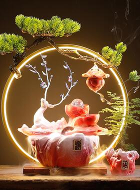 陶瓷招财循环流水鹿摆件创意家居客厅桌面办公室喷泉开业乔迁礼品