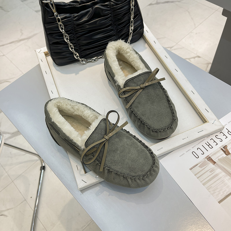 加绒软底孕妇可穿防滑圆头豆豆鞋 米遥乐福鞋（豆豆鞋）