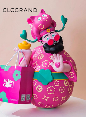 高级感四喜财神客厅落地装饰摆件