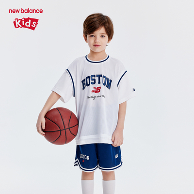 New Balance nb童装男女儿童夏季新款假两件运动篮球服两件套装
