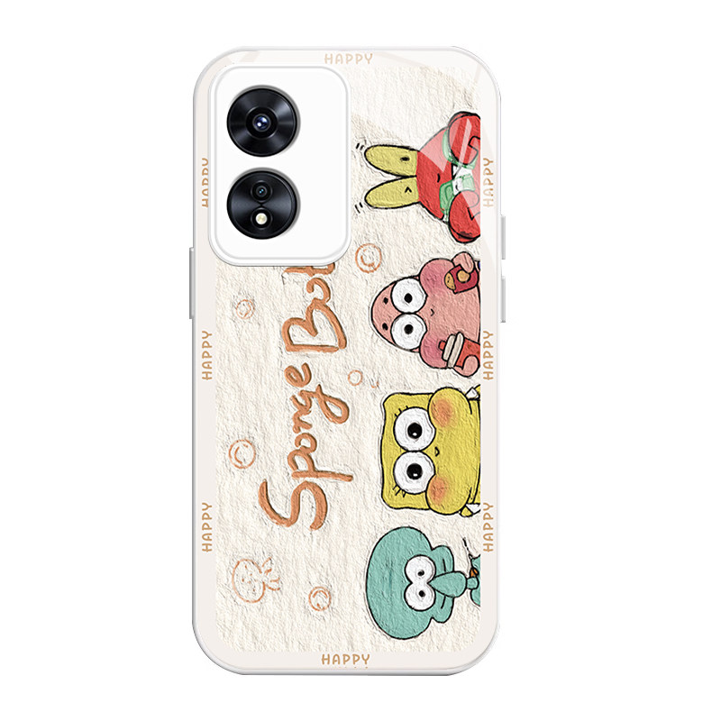 适用OPPOA97手机壳96时尚A92s创意A9x玻璃a72油画比奇堡A58x情侣全包保护套A57卡通A2pro可爱防摔a1m软壳高级 - 图3