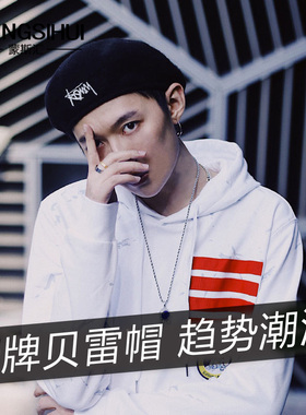 明星同款帽子男大头围夏季网眼透气复古显脸小女蓓蕾画家贝雷帽潮