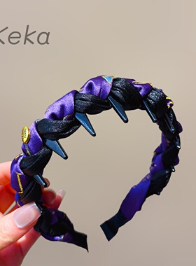 紫色绸缎缠绕带齿高颅顶发箍