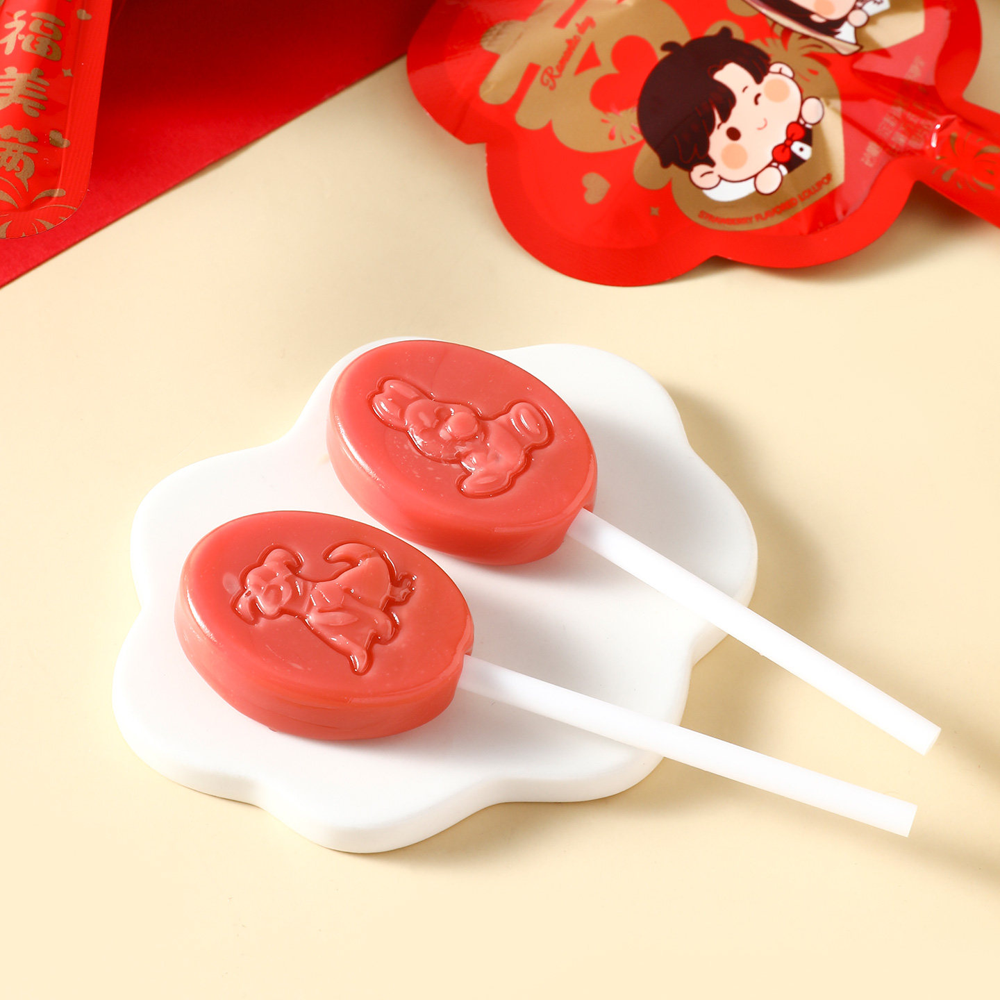 高颜值草莓味棒棒糖伴手礼结婚喜糖散装批发小零食婚庆糖果网红 - 图0