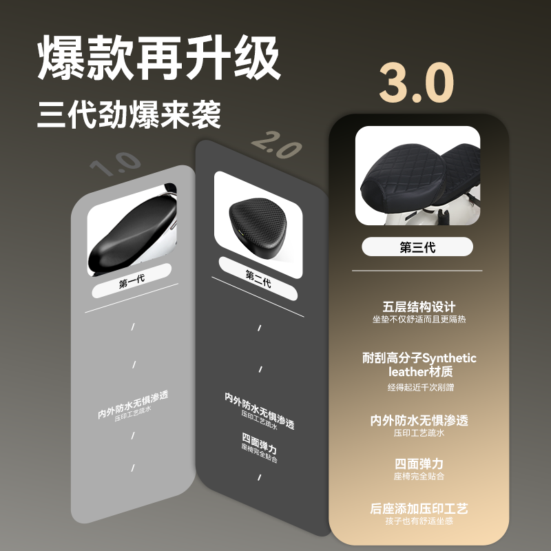 电动车座套雅迪爱玛台铃电瓶车坐垫套防水防晒四季耐磨加厚座椅套,淘宝优惠券,粉丝福利购,淘宝优惠卷