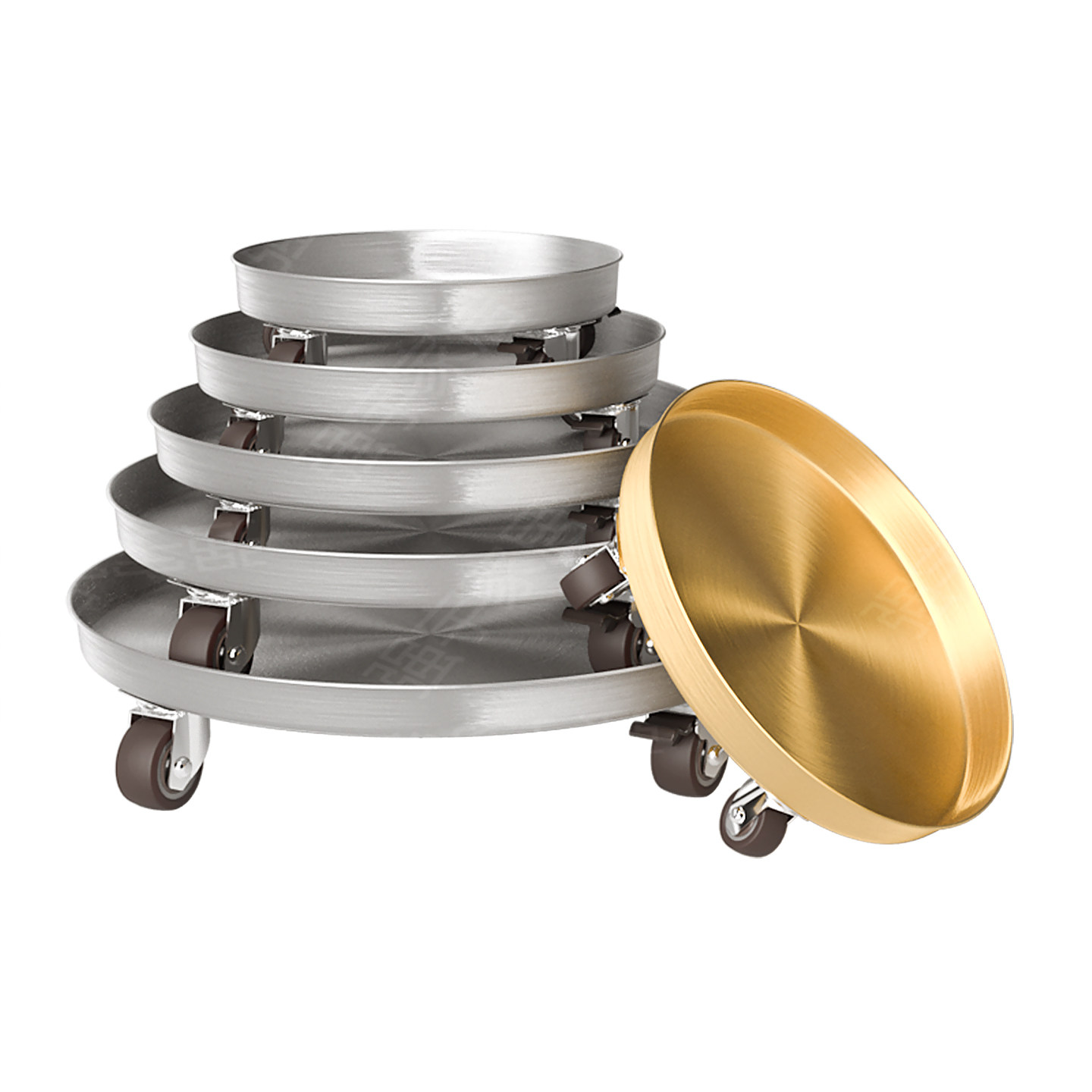 圆形可移动花盆托盘带轮底座滚轮不锈钢花盆托架带万向轮花盆托架,淘宝优惠券,粉丝福利购,淘宝优惠卷