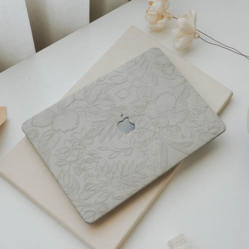 岩石灰色浮雕花纹2024新款苹果电脑保护套适用于macbookpro13保护壳13笔记本air13.6 pro14寸macbook16寸外壳 - 图0