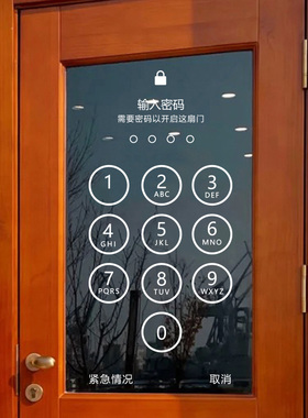 创意解锁密码玻璃门贴纸