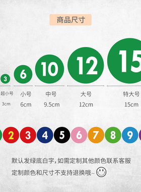 绿色数字贴纸防水号码牌贴纸