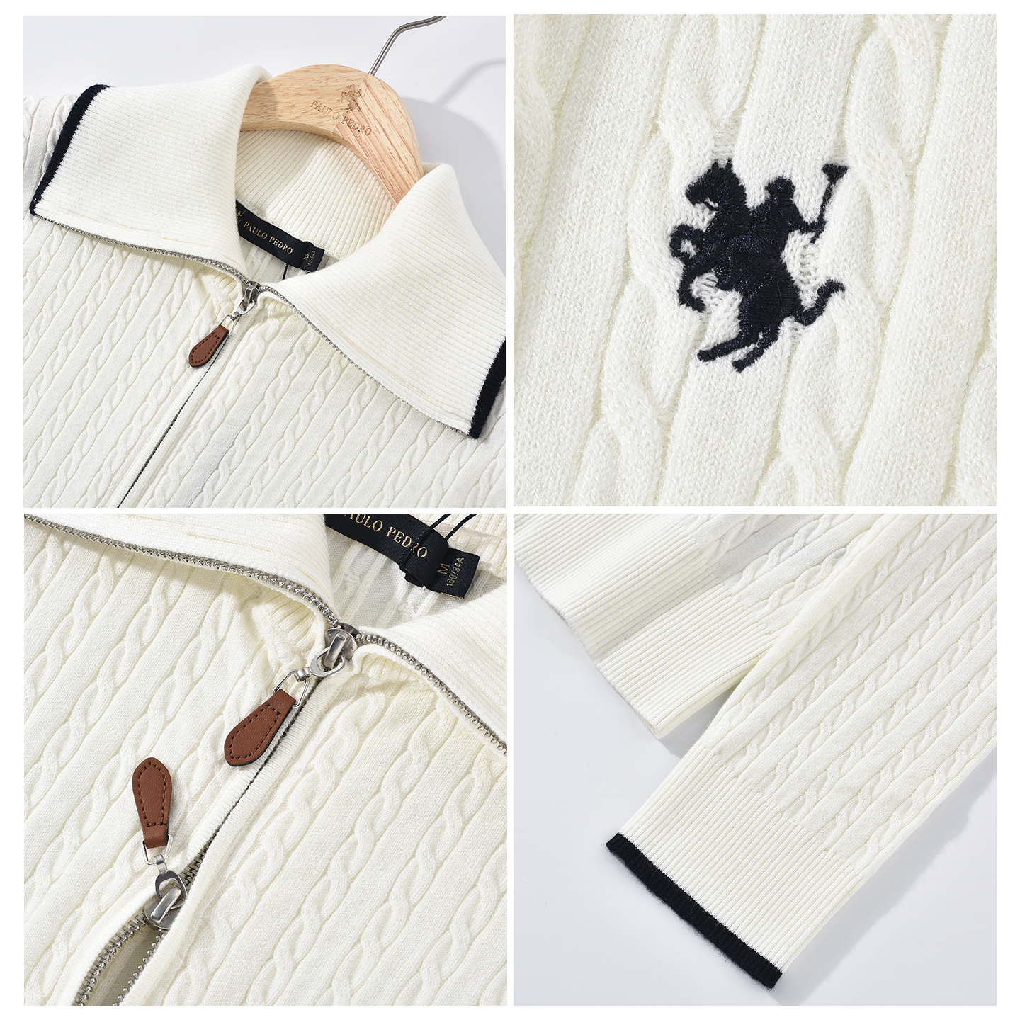 保罗彼得2025秋冬新款女针织衫翻领保暖短外套开衫毛衣JAECZ00030 - 图2