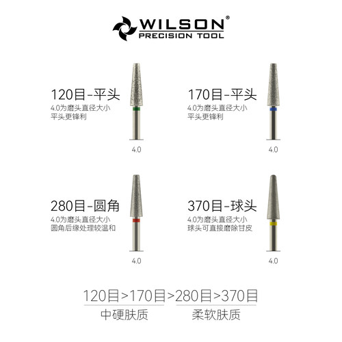 WILSON惠而顺4.0mm长刃锥形电镀金刚石 俄式前置磨头美甲工具热卖 - 图1
