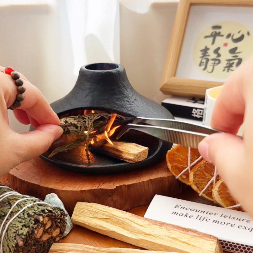 微闲◆熏香壁炉雪松鼠尾草植物熏香炉秘鲁圣木粗陶香炉陶瓷香炉,淘宝优惠券,粉丝福利购,淘宝优惠卷