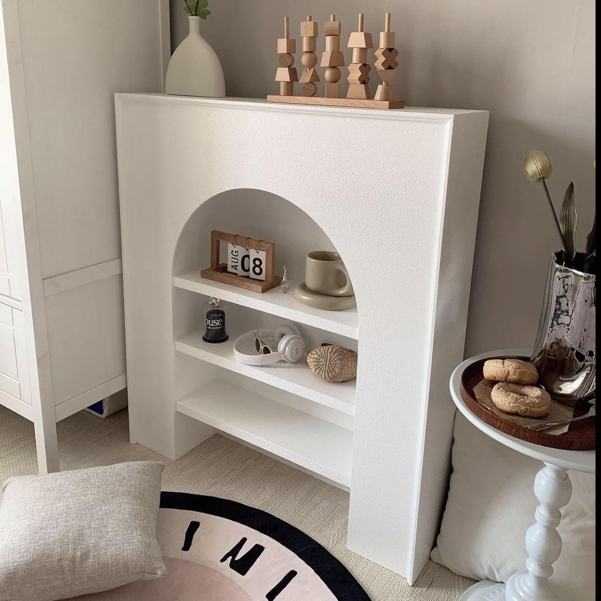 法国点燃壁炉装饰橱柜黑色背景墙走廊显示入口橱柜货架家庭客厅 - 图2