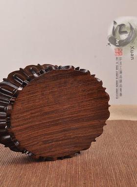 实木椭圆形背光观音财神摆件荷花木架加高定制佛像关公席高禅底座