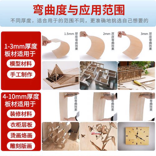 模型制作材料建筑板材小薄木板片DIY手工三合板椴木层板切割定制 - 图2