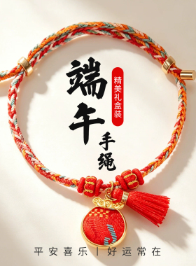 端午节五彩手绳新宋锦情侣手链