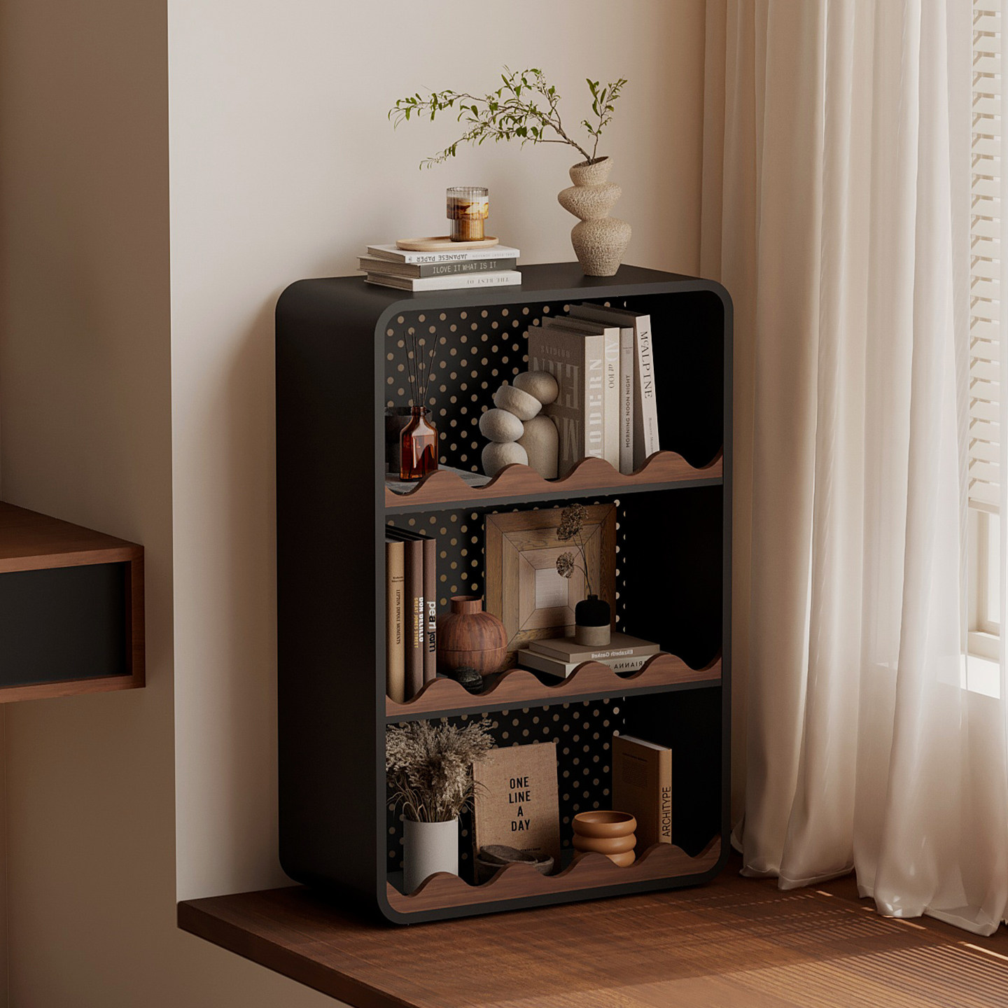 飘窗置物柜卧室窗台储物柜铁艺中古风轻奢高级感多层复古窗边书柜,淘宝优惠券,粉丝福利购,淘宝优惠卷