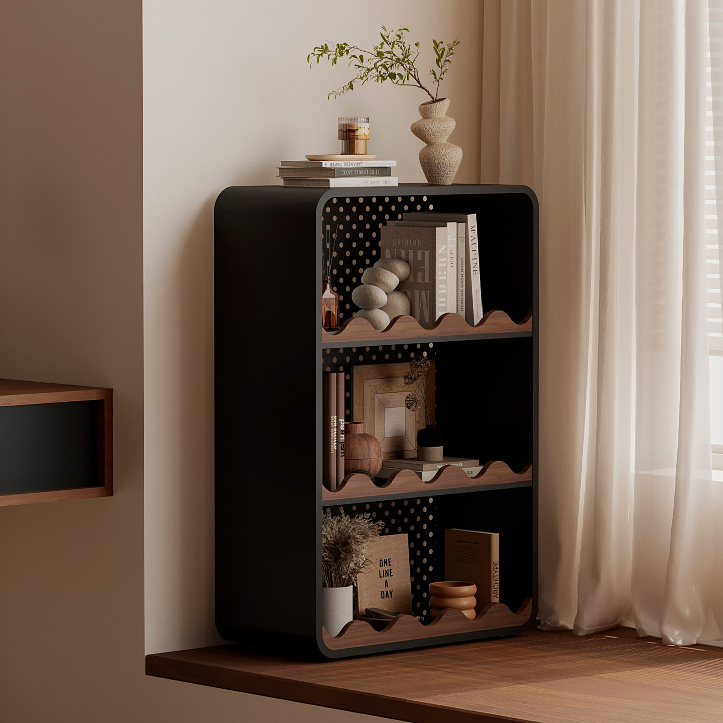 飘窗置物柜卧室窗台储物柜铁艺中古风轻奢高级感多层复古窗边书柜,淘宝优惠券,粉丝福利购,淘宝优惠卷