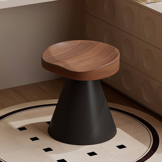 Taburete de maquillaje giratorio antiguo de madera maciza Zusai