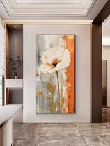 Pure Hand Painted Oil Painting Light Extravagant Advanced Entrance of the family Xuanguan Decorative Painting Modern Brief Corridor Aisle vertical version Flower hanging painting