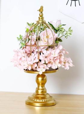 北欧铁艺烛台复古婚庆摆台家居桌面玄关创意工艺品装饰摆件摆饰