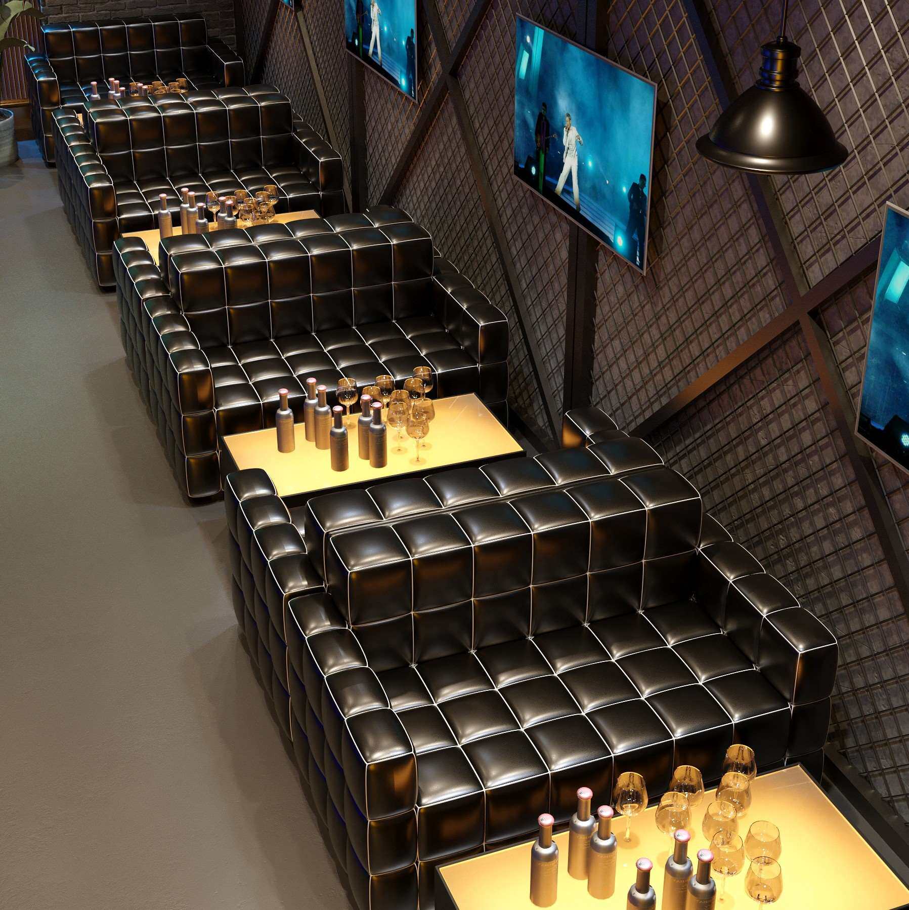 定做酒吧散台酒吧桌椅组合复古高脚桌静吧清吧岩板大理石靠墙吧台