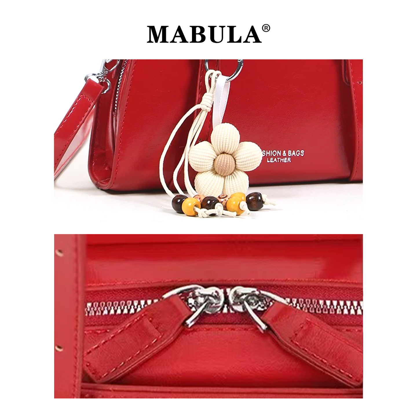 MABULA复古高级感红色波士顿包女2026春季百搭新年包包通勤单肩包,淘宝优惠券,粉丝福利购,淘宝优惠卷