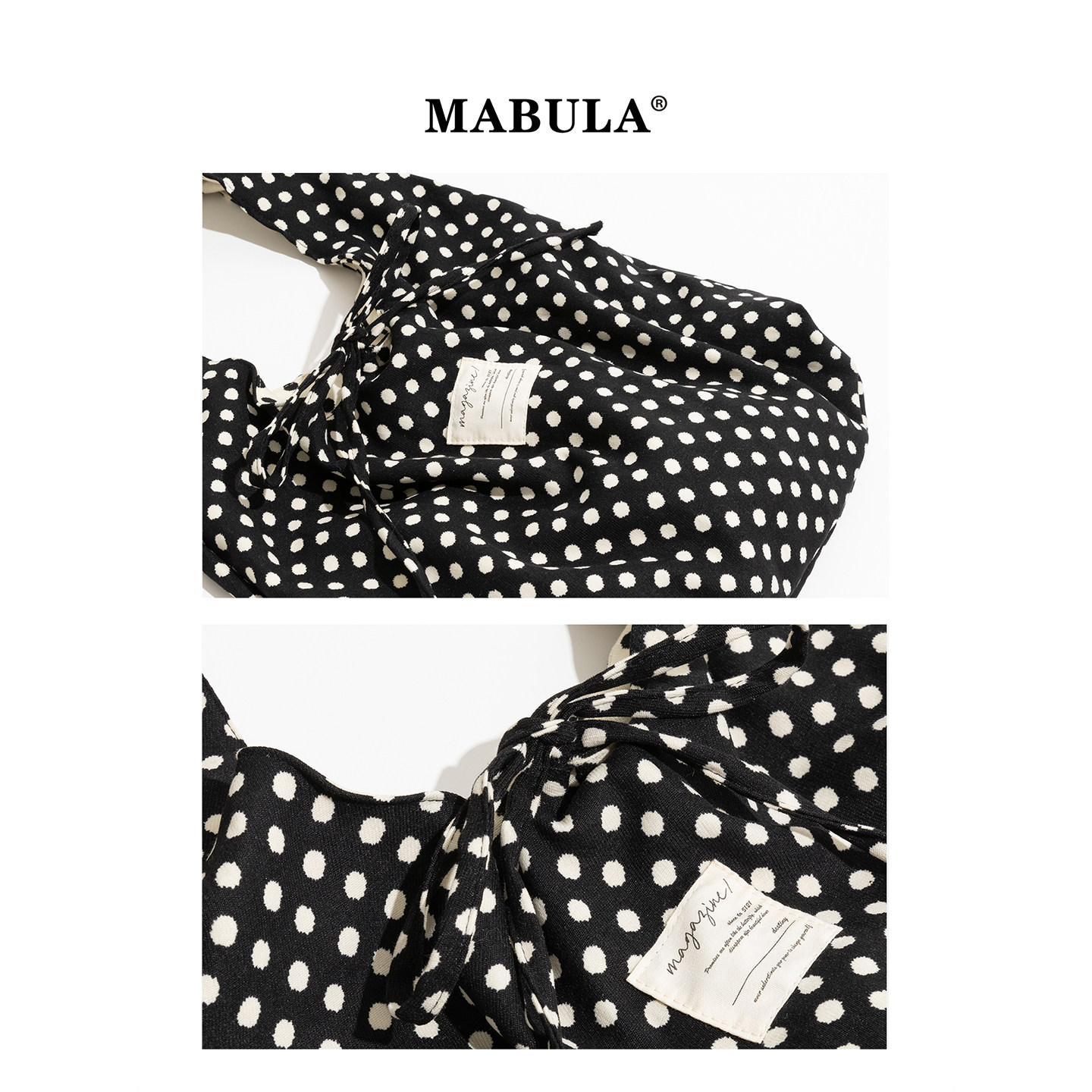 MABULA波点托特包2025秋冬新款手提包小众通勤大容量单肩帆布包包,淘宝优惠券,粉丝福利购,淘宝优惠卷