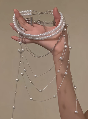 珍珠合集！玫瑰花珍珠项链女高级感锁骨链轻奢小众设计颈链配饰