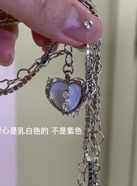 蔻述《海盐汽水》个性爱心月光石项链女复古双层气质闪亮锁骨链潮