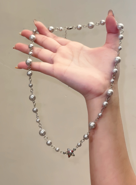 星河银珠！复古珍珠星星简约设计高级感饰品吊坠时尚小众锁骨项链