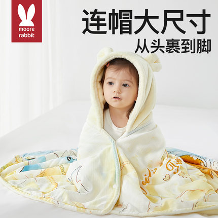 儿童浴巾斗篷浴袍可穿式新生婴儿专用速干宝宝大尺寸冬天加厚浴袍