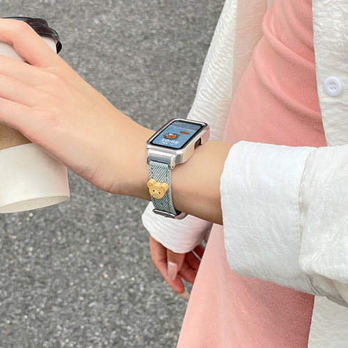 北想适用keep手环B4表带秋冬创意b5新款Keep运动手环b4lite手表带帆布复古牛仔KEEP智能手环腕带配件表壳 - 图1