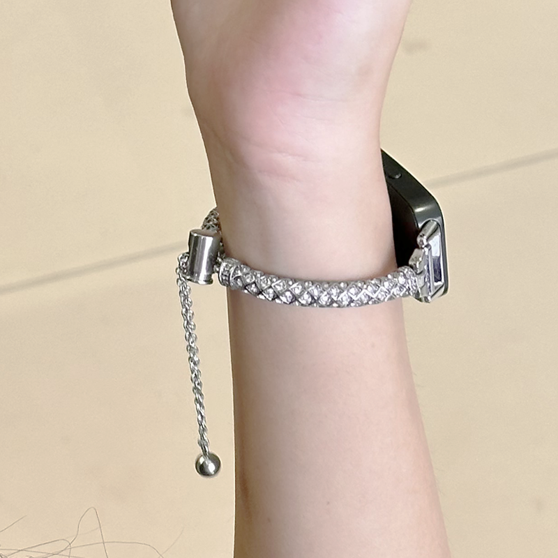 北想适用华为手环10/9/8表带荣耀手环9/7/6腕带通用NFC菠萝满钻金属表链智能运动腕带小香风高级感手链,淘宝优惠券,粉丝福利购,淘宝优惠卷