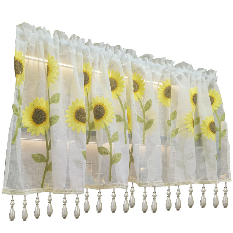 太阳花绣花纱帘防尘帘柜帘遮挡帘蕾丝装饰帘挂帘门帘酒柜橱柜装饰,淘宝优惠券,粉丝福利购,淘宝优惠卷