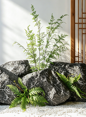 仿真玻璃钢黑山石庭院景观造景石
