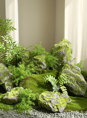 仿真石头景观苔藓假山石泡沫青苔石酒店园林工程造景仿生pu石头