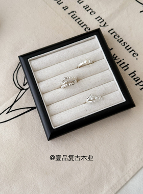 黑色法式木质托盘盒手串展示盒戒指耳饰收纳盒饰品展示架拍照道具