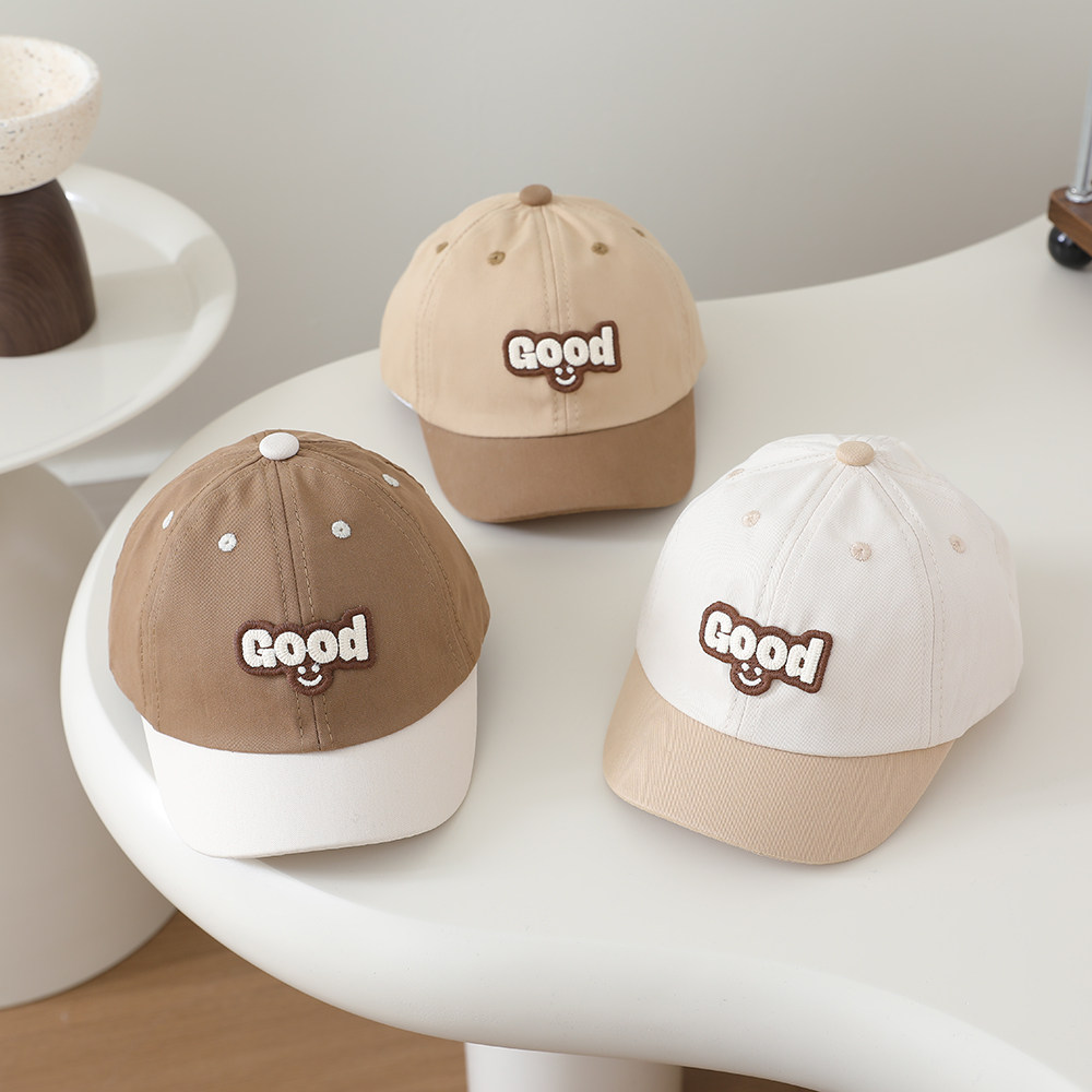 儿童棒球帽男女童春秋季字母刺绣短檐鸭舌帽拼色简约遮阳防晒帽子,淘宝优惠券,粉丝福利购,淘宝优惠卷