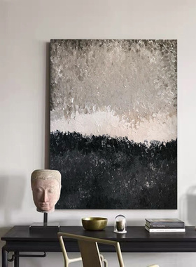 HW.Paint《暮光之海》客厅侘寂风油画玄关餐厅卧室样板间大幅挂画