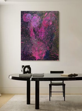 HW.piant原创手绘油画《祥紫盈门》侘寂风玄关装饰挂画客厅抽象画