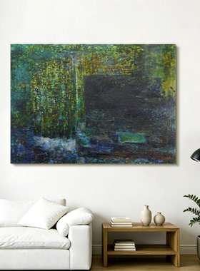 HW.piant原创手绘油画《心归林野》侘寂风手工装饰挂画餐厅抽象画