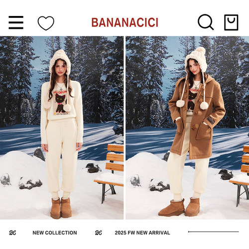 BANANA CICI2025年冬季原创撞色猫咪刺绣安可拉红毛衣针织衫 - 图0